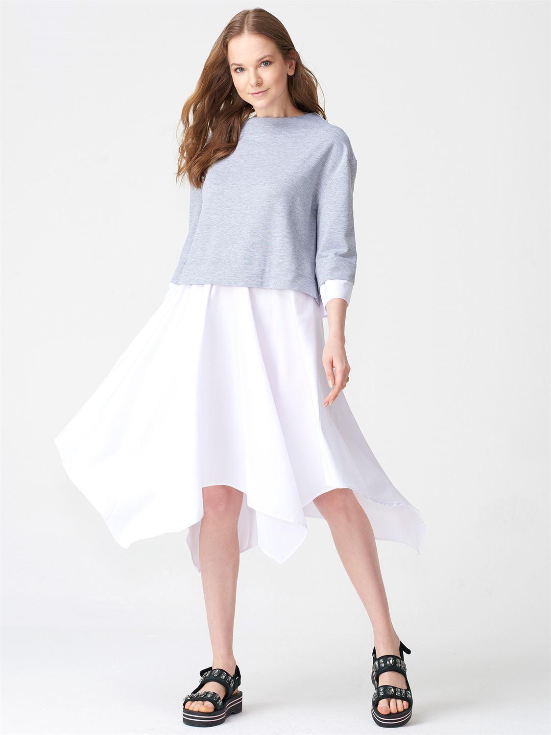 11065 İkili Sweatshirt Elbise-Gri