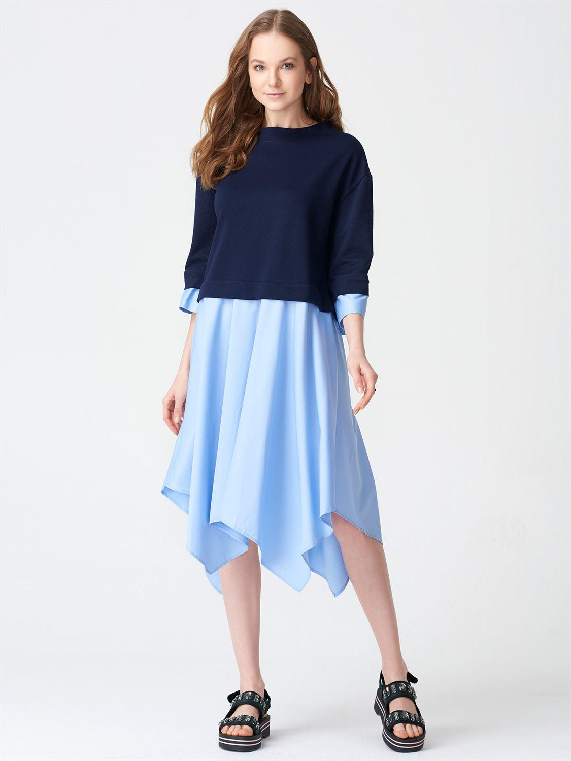 11065 İkili Sweatshirt Elbise-Lacivert