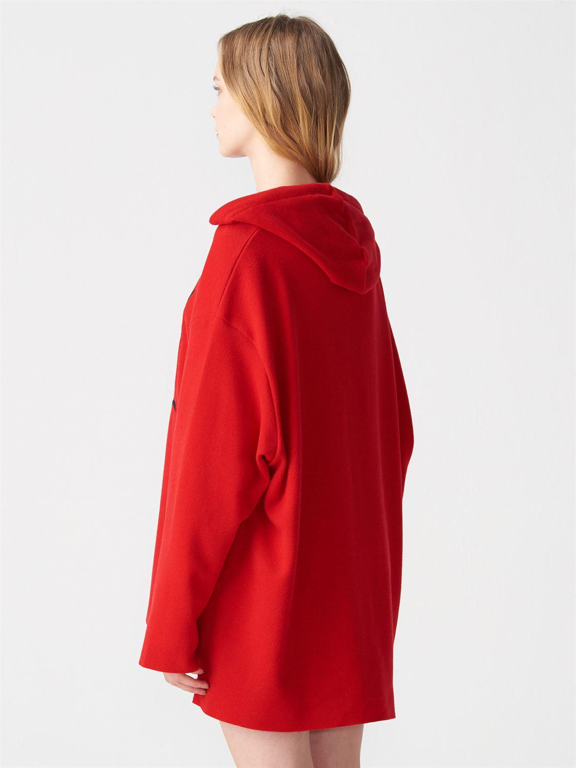 3401 Önü Nakışlı Uzun Sweatshirt-Kırmızı
