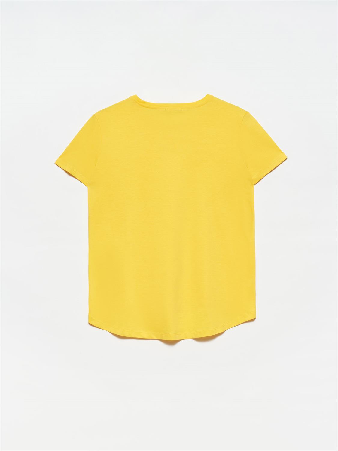3471 Bisiklet Yaka Basic T-Shirt-Sarı