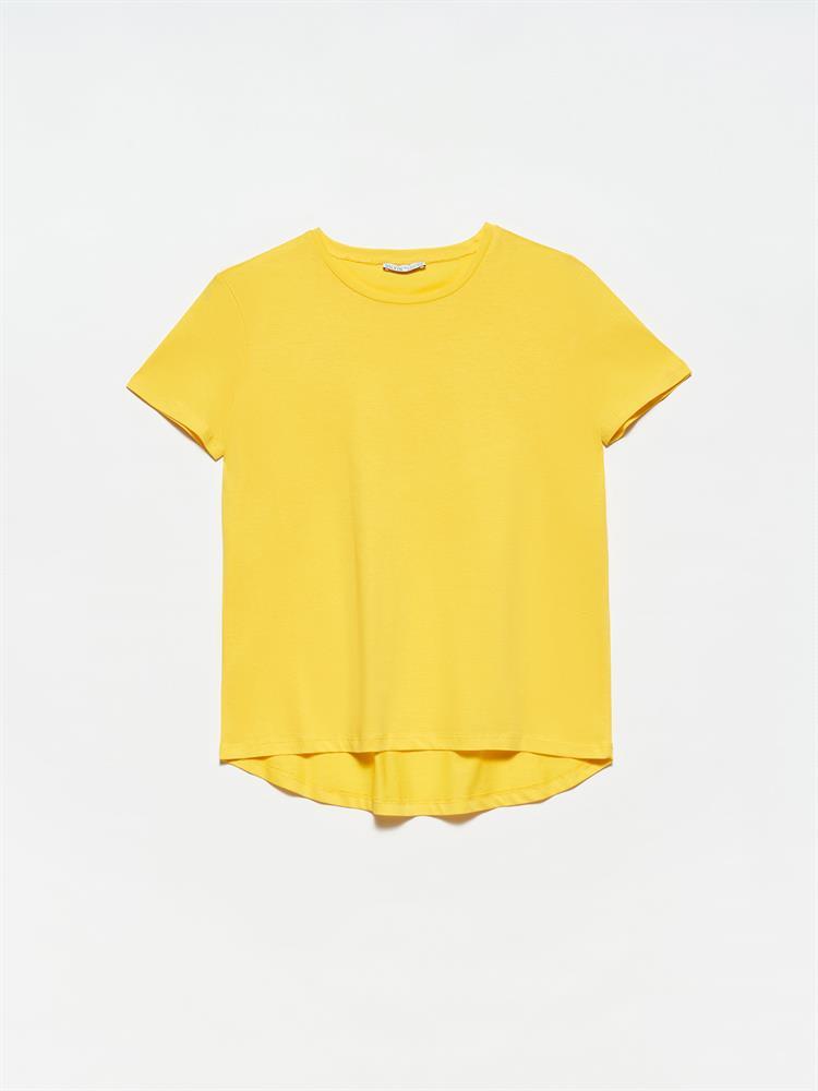 3471 Bisiklet Yaka Basic T-Shirt-Sarı