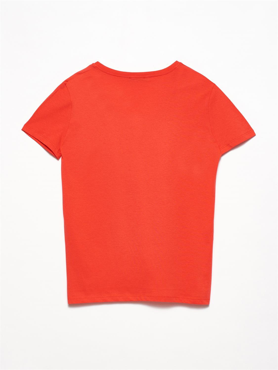 3470 V Yaka Basic T-Shirt-Kırmızı