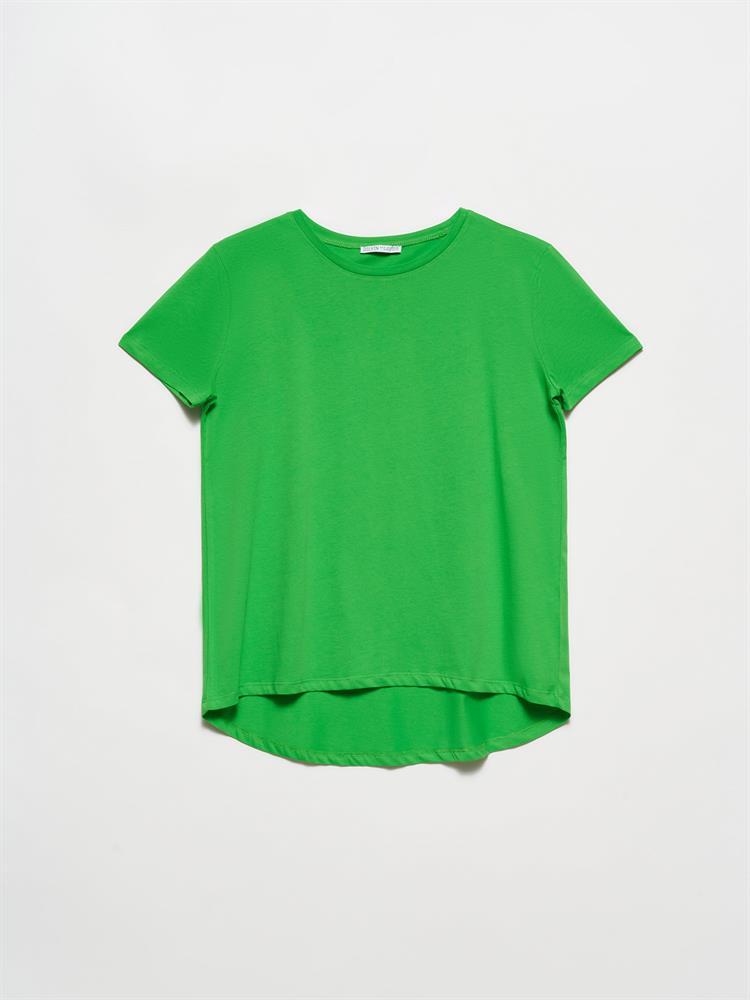 3471 Bisiklet Yaka Basic T-Shirt-Açık Yeşil