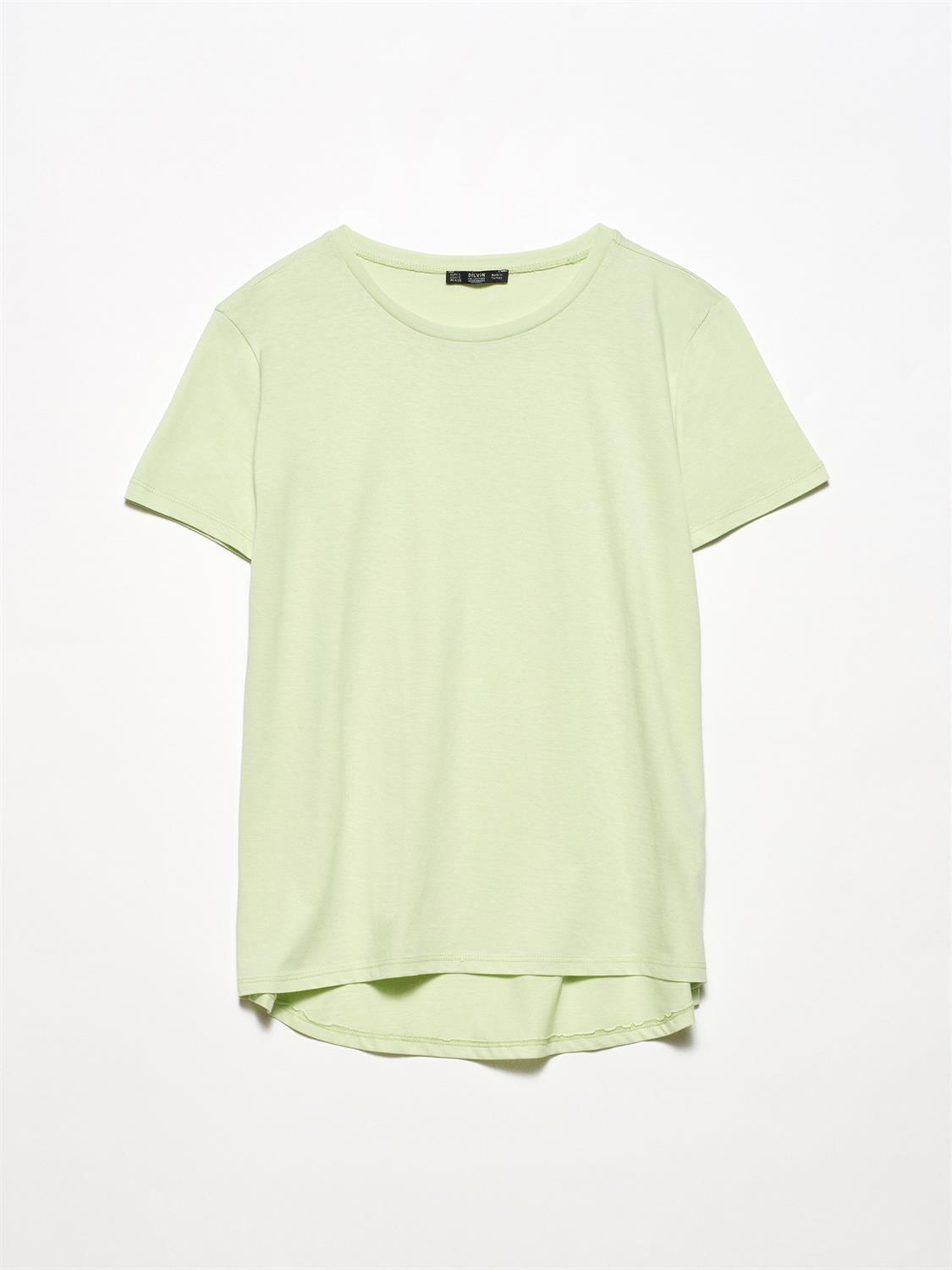 3471 Bisiklet Yaka Basic T-Shirt-Su Yeşili