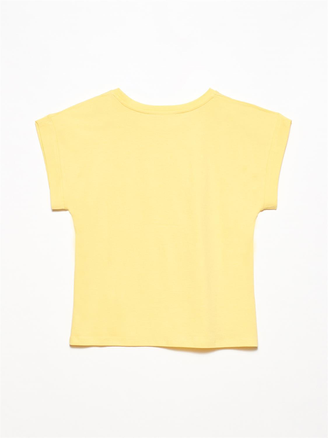3504 Bisiklet Yaka Penye T-Shirt-Canlı Sarı