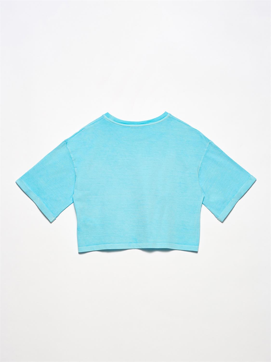 3537 Baskılı Salaş T-Shirt-Mavi