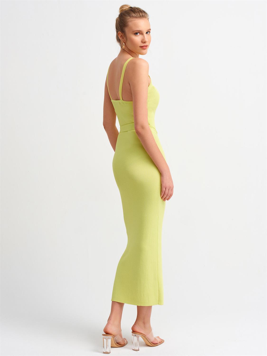 2616 Askılı Elbise-Lime