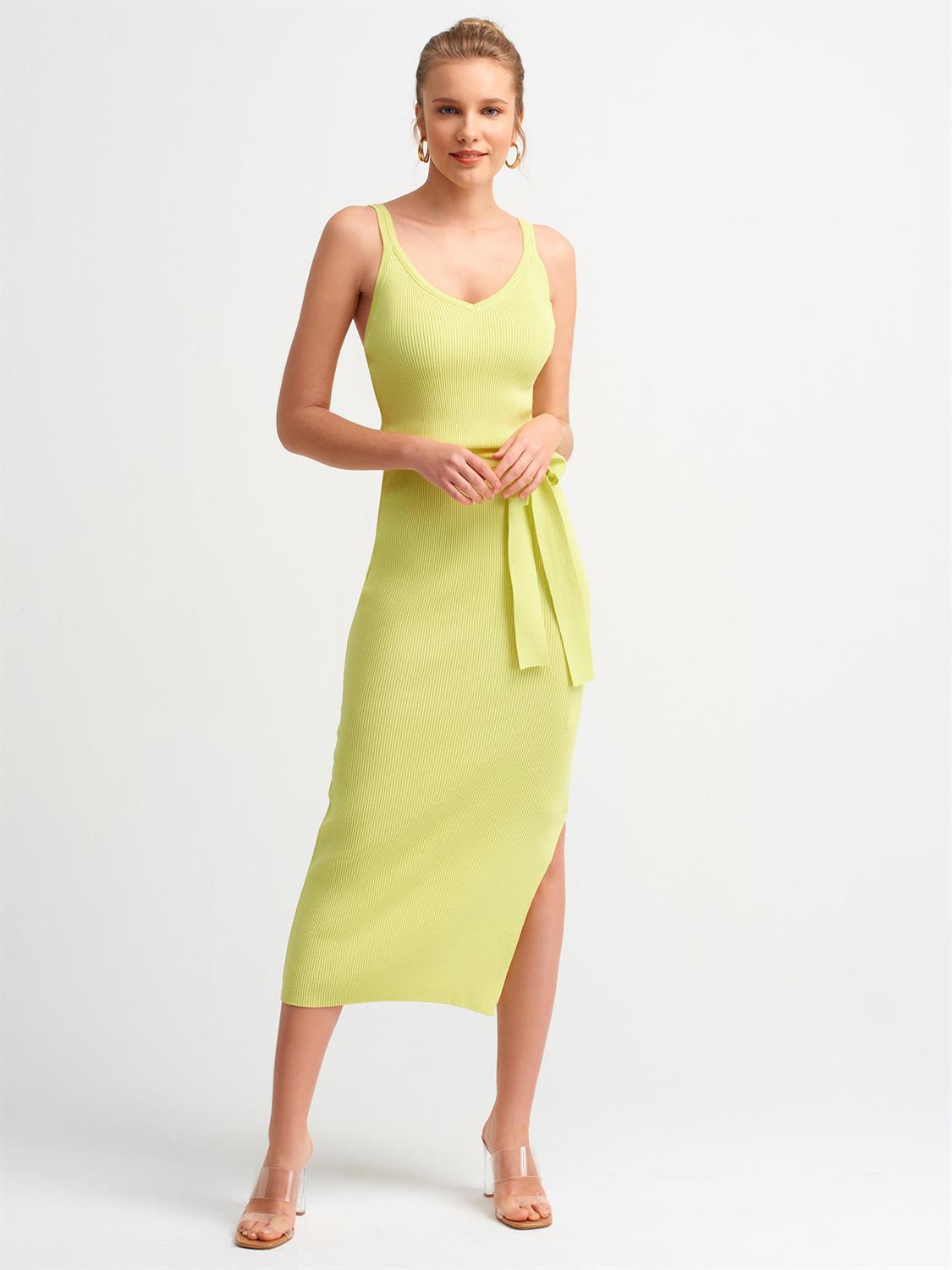 2616 Askılı Elbise-Lime