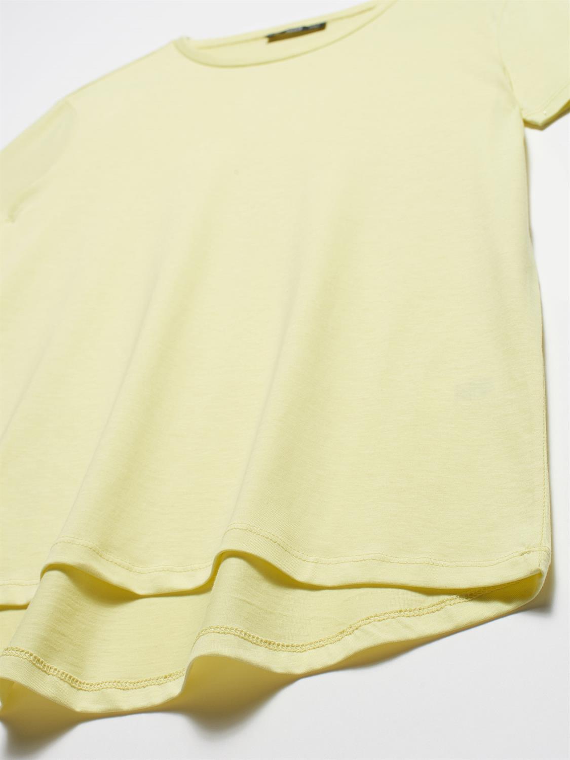 3471 Bisiklet Yaka Basic T-Shirt-Açık Sarı
