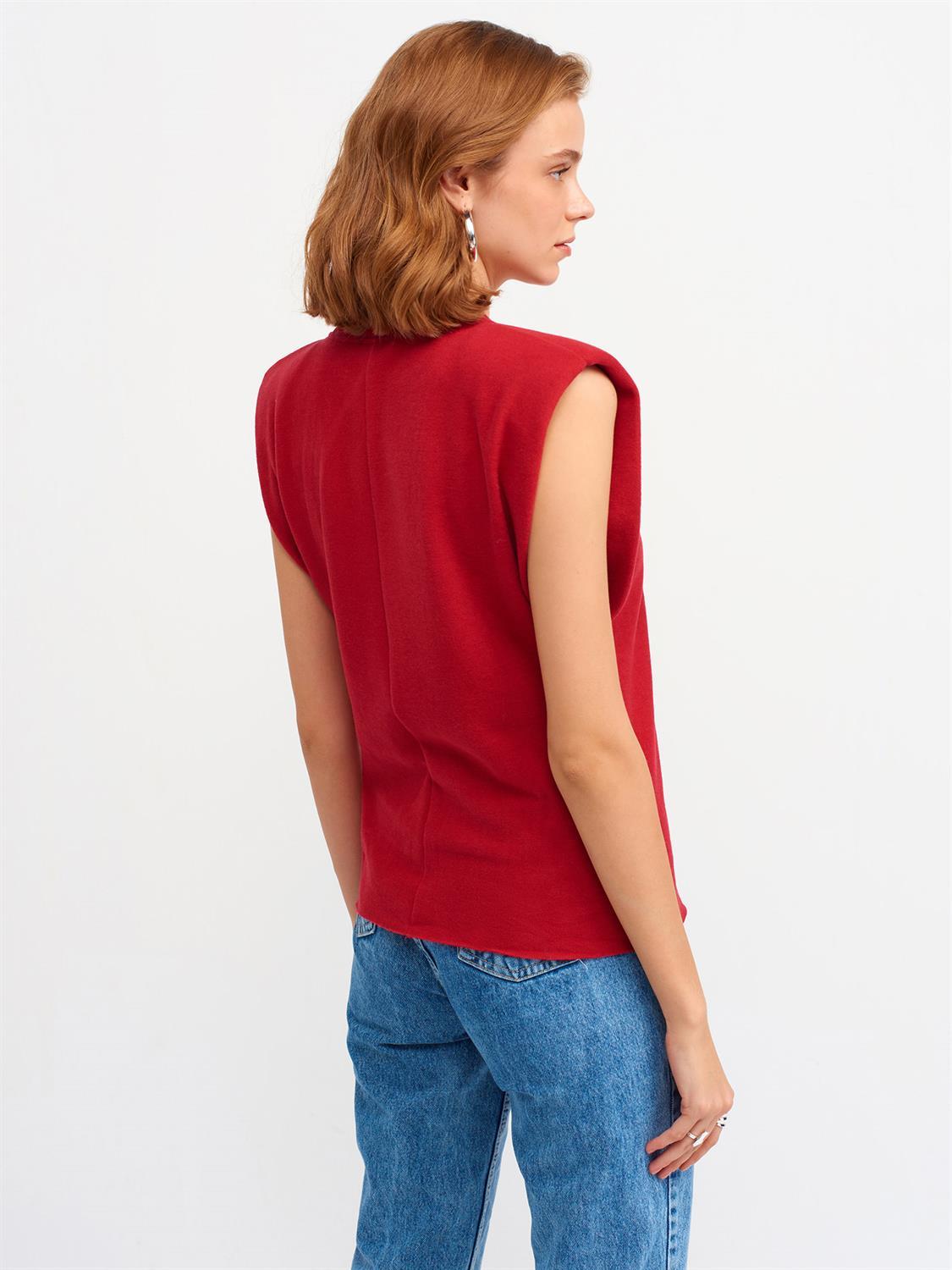 3606 Kolsuz Vatkalı T-Shirt-Kırmızı