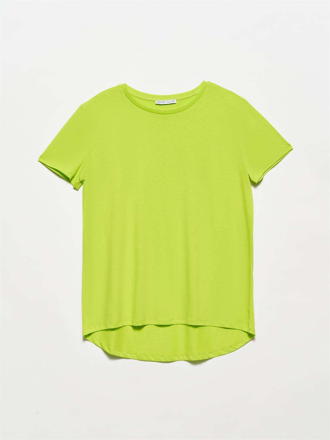 3471 Bisiklet Yaka Basic T-Shirt-Lime