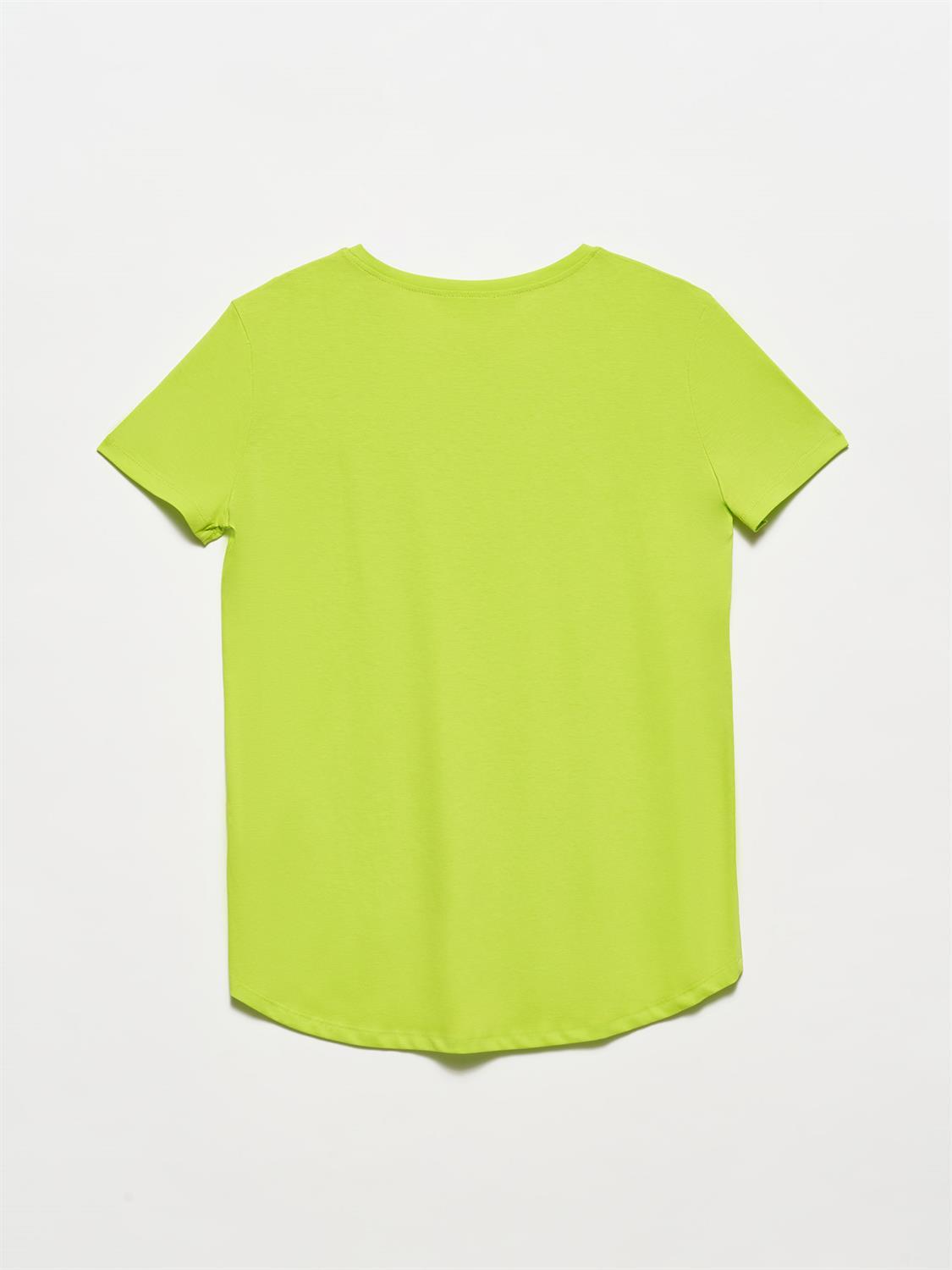 3471 Bisiklet Yaka Basic T-Shirt-Lime