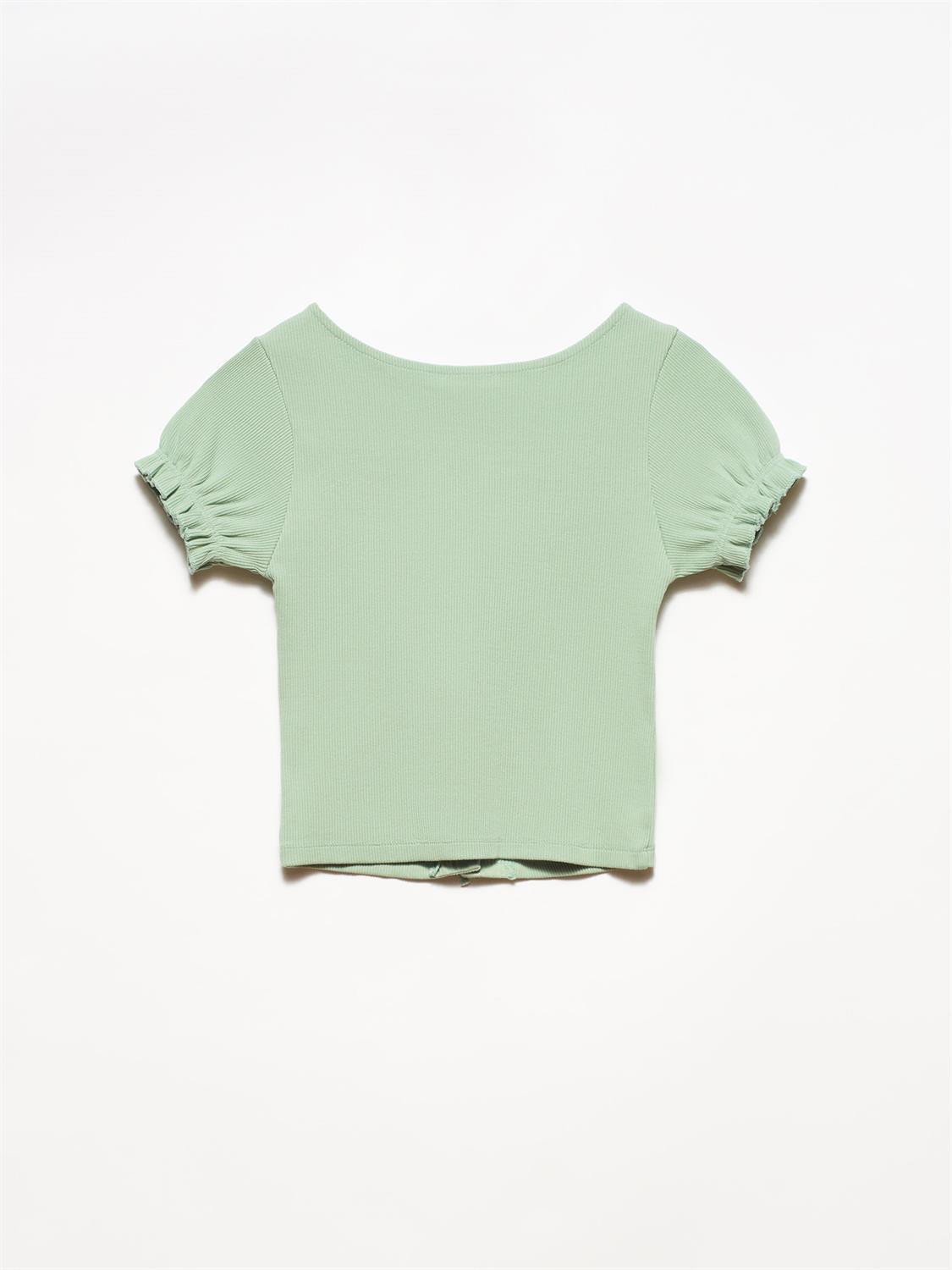 3672 Kuşgözü Detaylı T-shirt-Mint