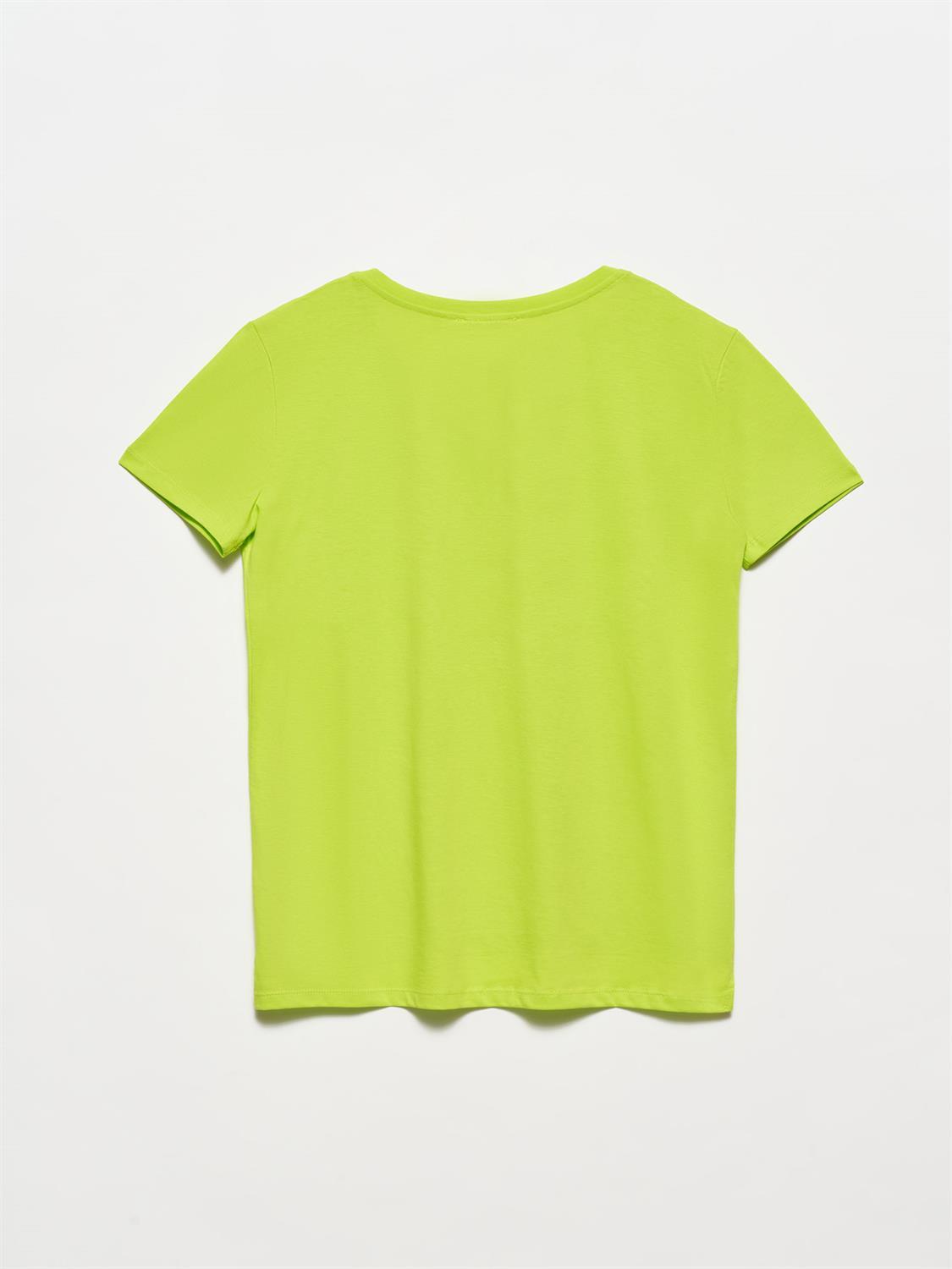 3470 V Yaka Basic T-Shirt-Lime