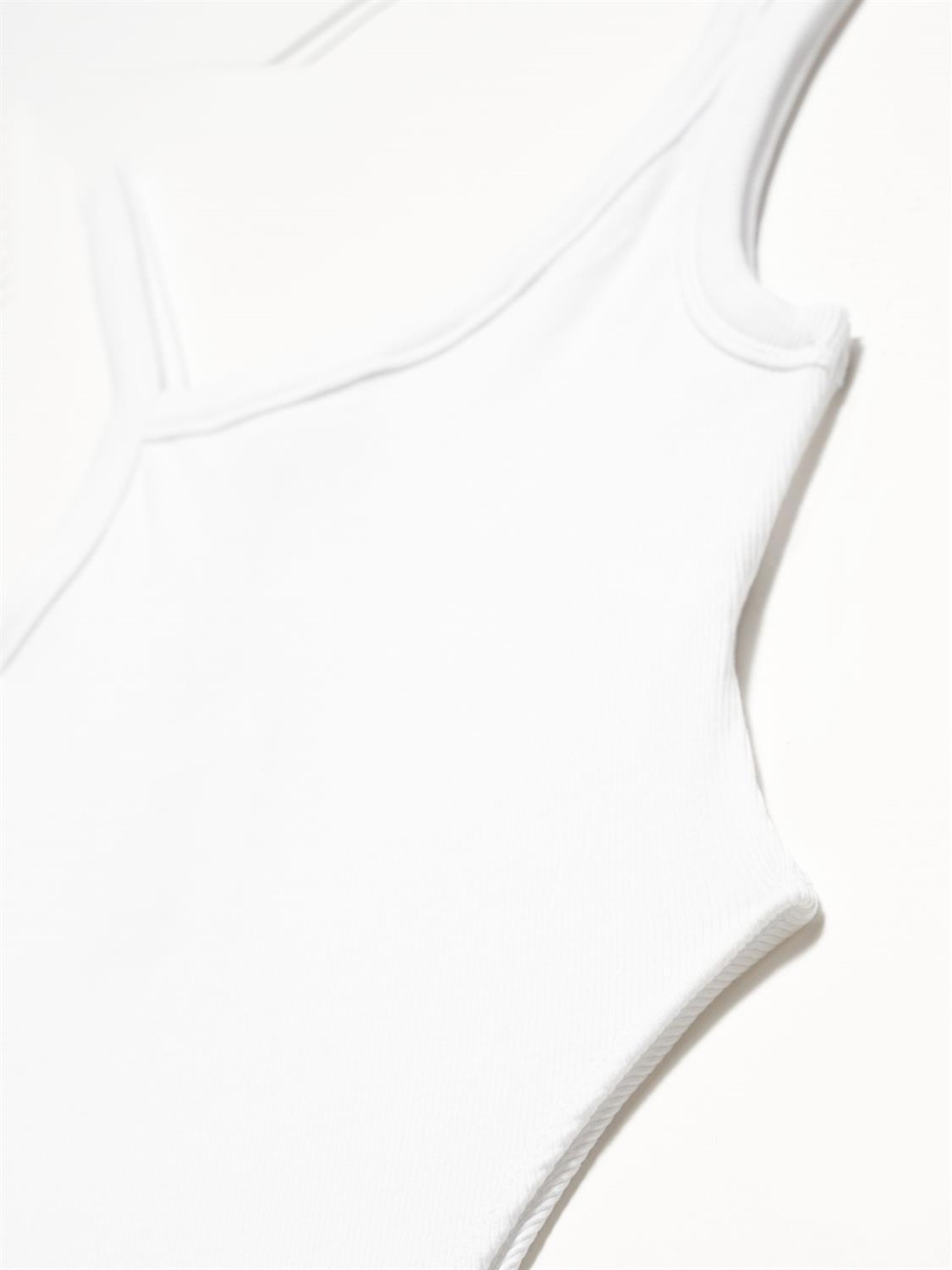 3760 Fitilli Bodysuit-Beyaz