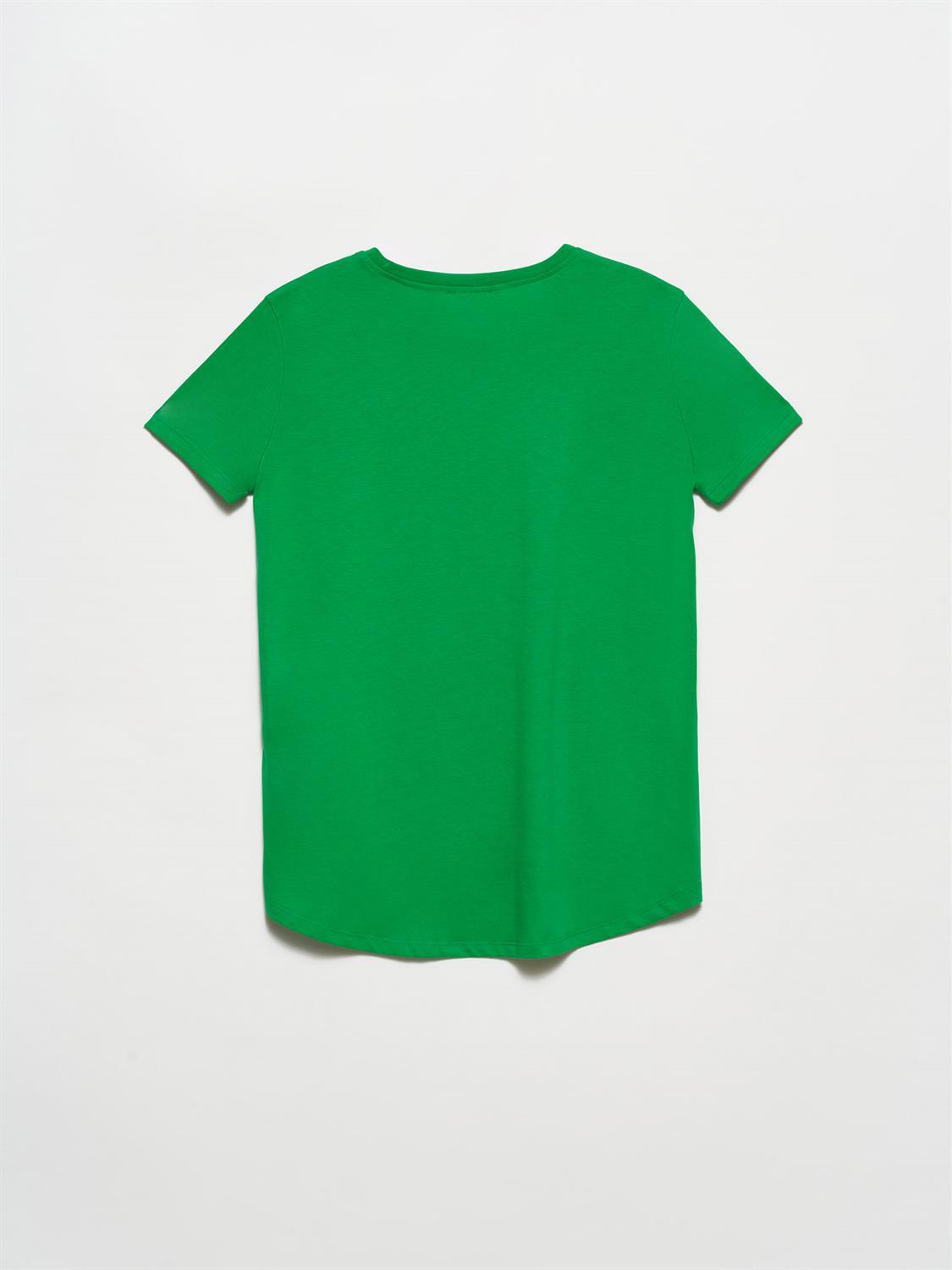 3471 Bisiklet Yaka Basic T-Shirt-Yeşil