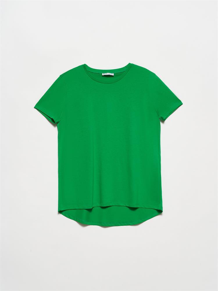 3471 Bisiklet Yaka Basic T-Shirt-Yeşil