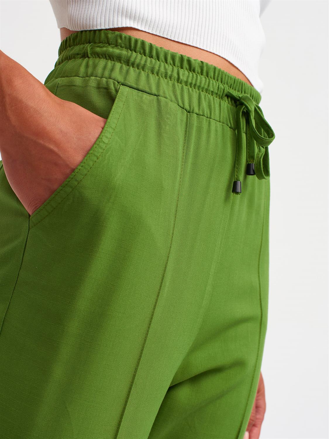 4816 Klasik Kesim Jogger Pantolon-Yeşil