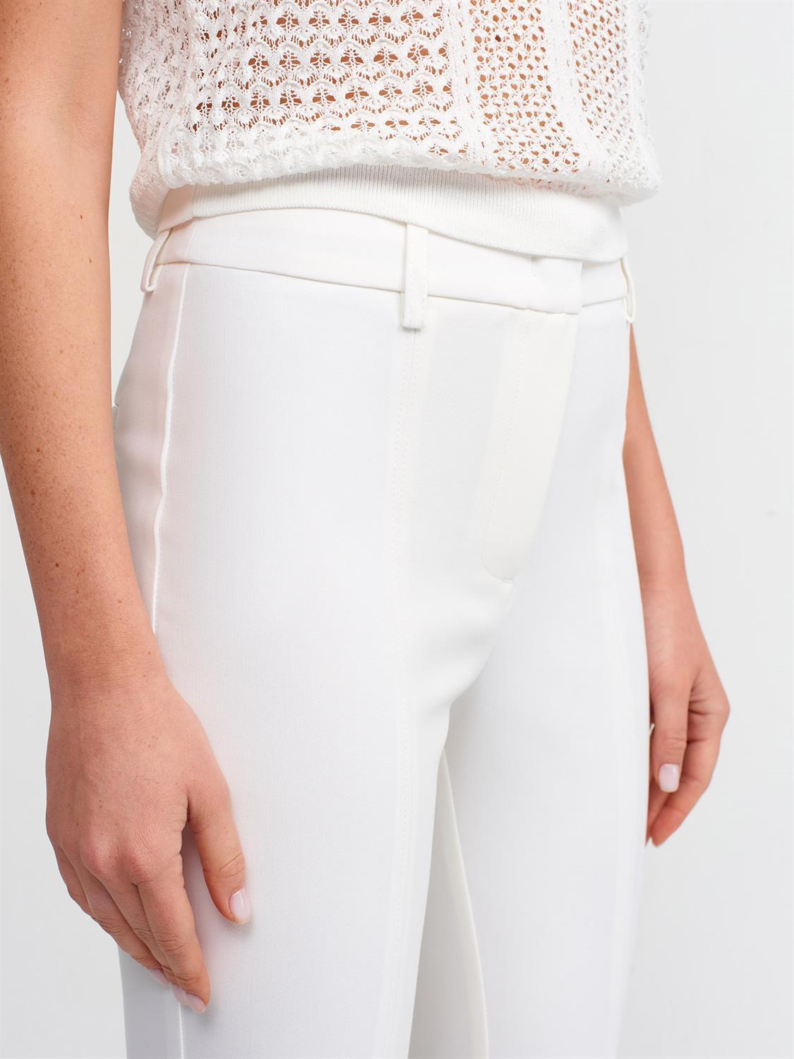 4950 Yırtmaç Detaylı Skinny Fit Pantolon-Beyaz