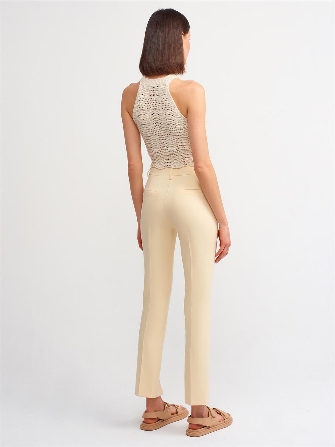 4950 Yırtmaç Detaylı Skinny Fit Pantolon-Sari