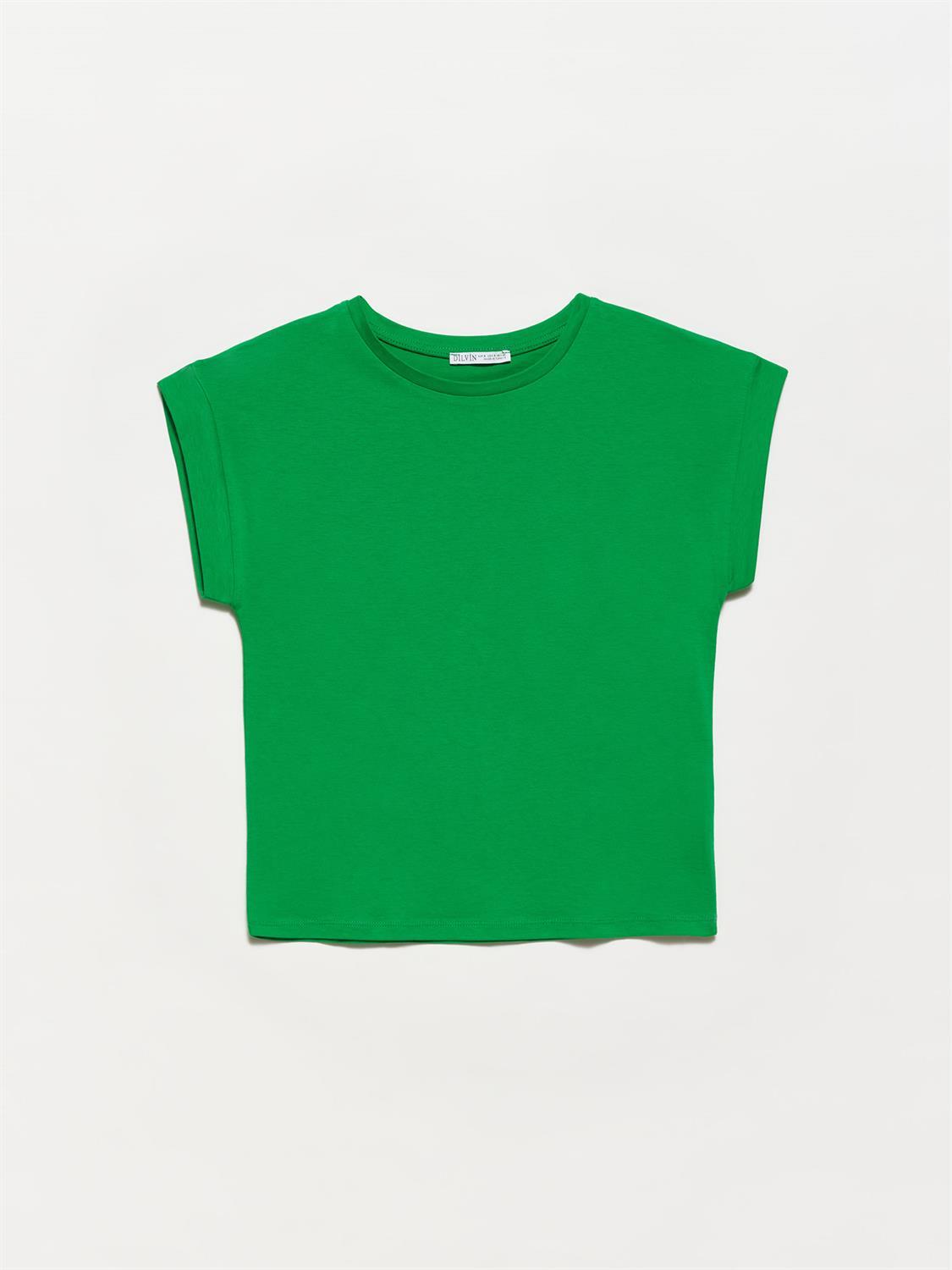 3504 Bisiklet Yaka Penye T-Shirt-Yeşil