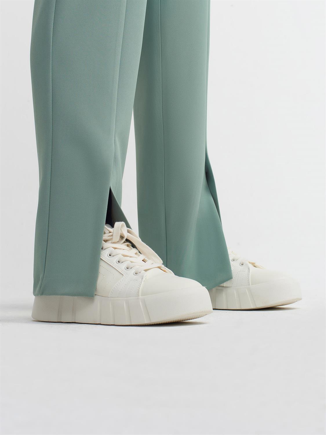 4956 Yırtmaçlı Paça Smart Pantolon-Yeşil