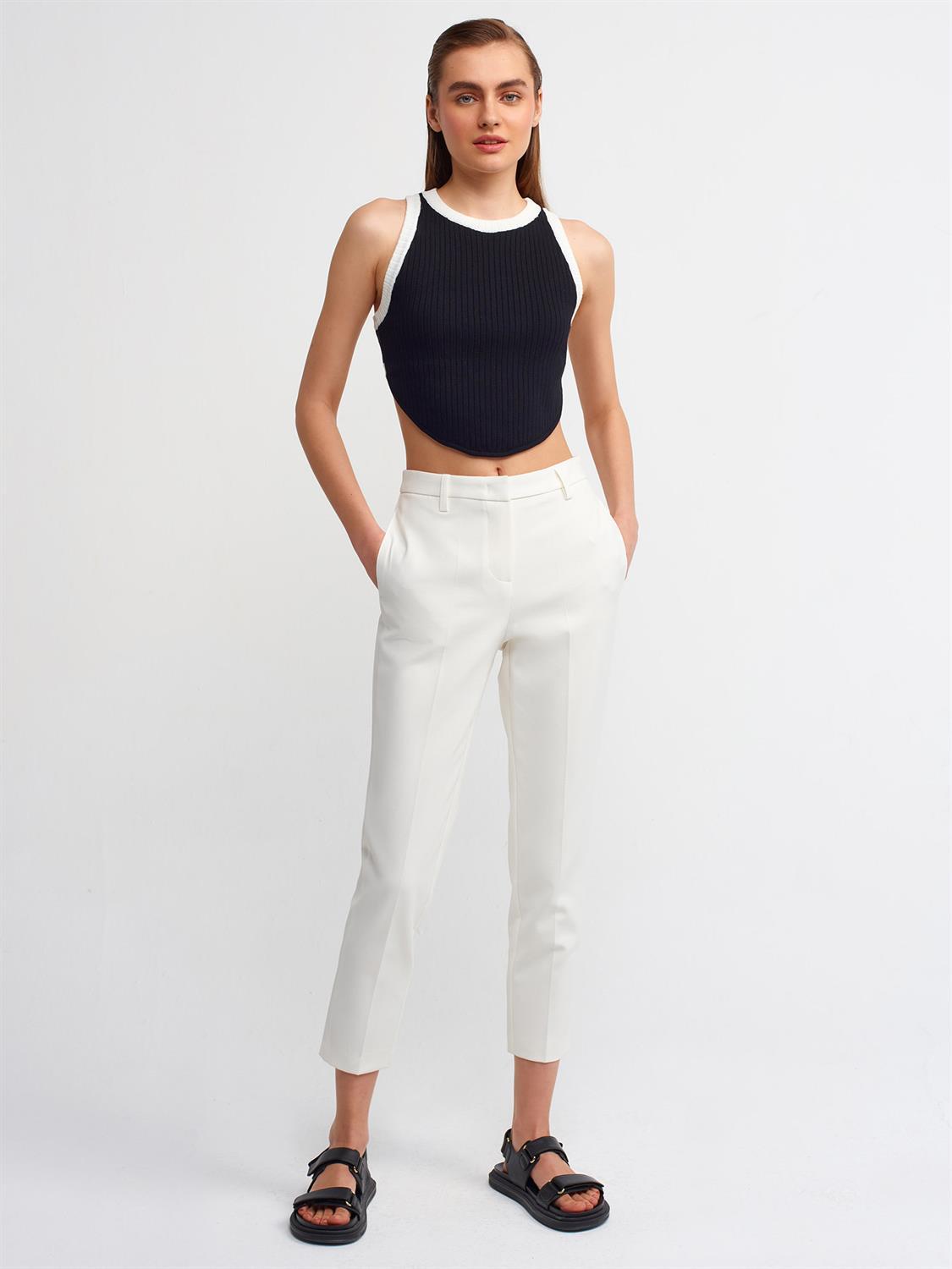 4986 Slim Fit Yüksek Bel Pantolon-Beyaz