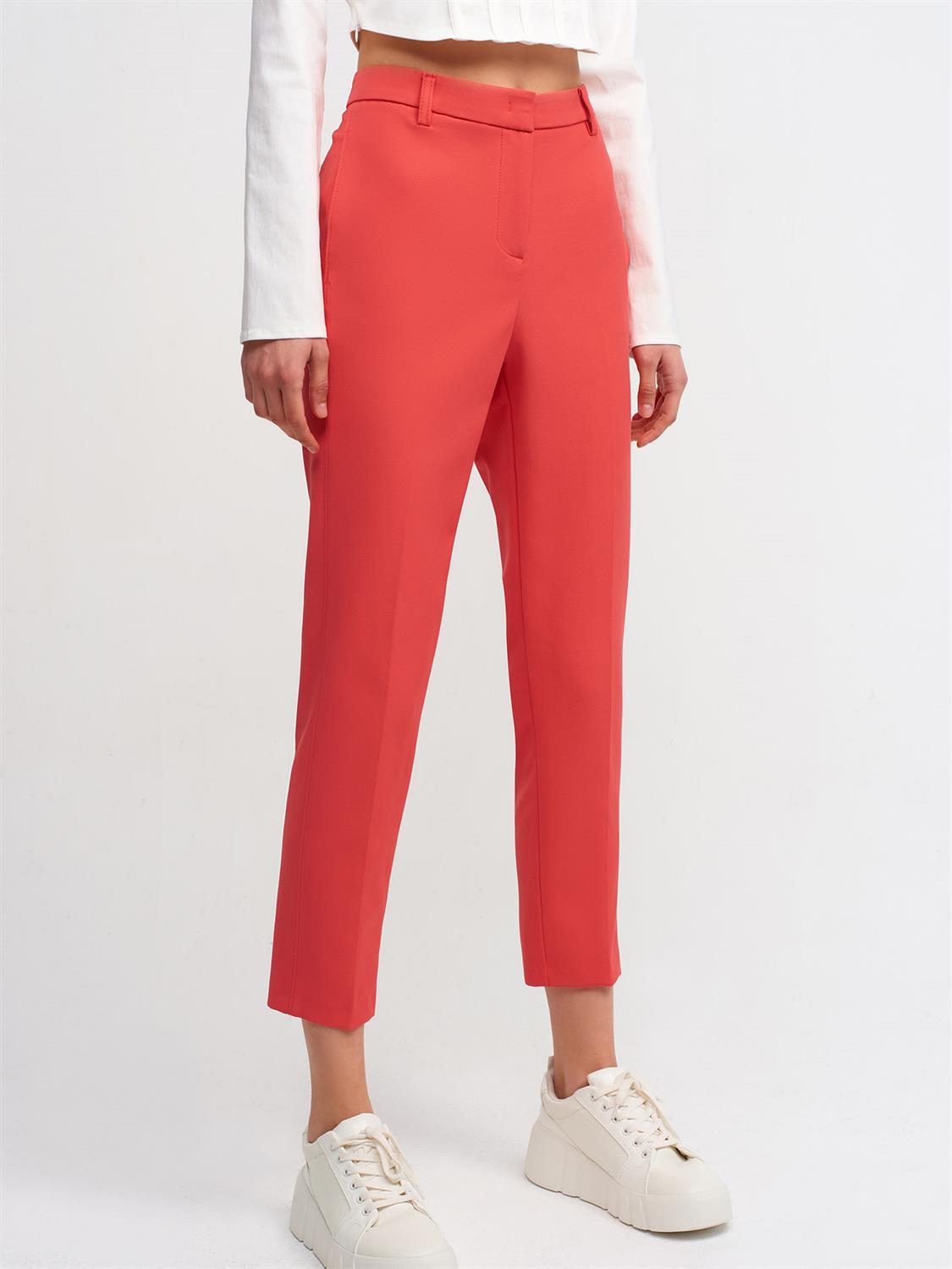 4986 Slim Fit Yüksek Bel  Pantolon-Kırmızı