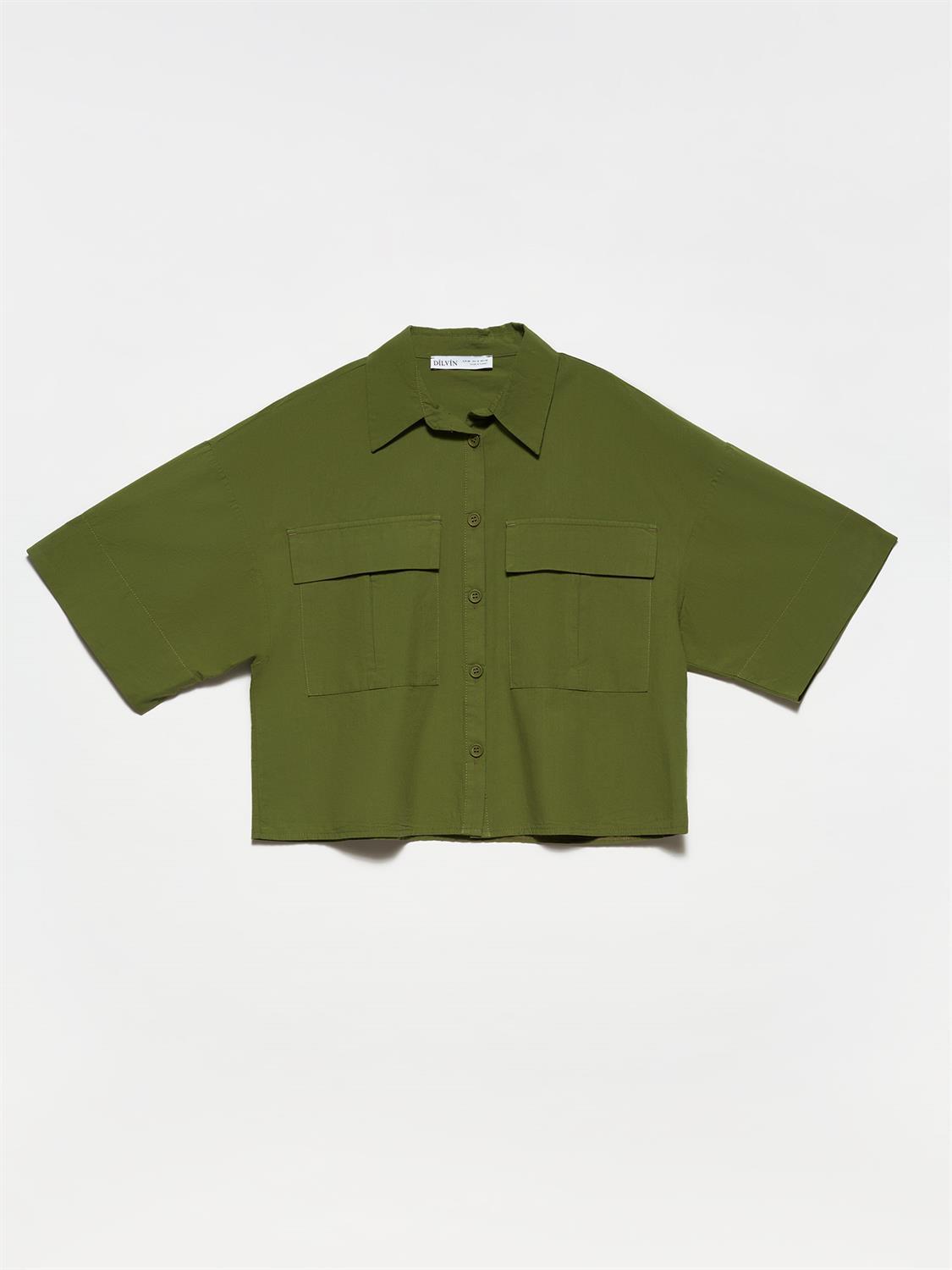 50301 Oversize Cepli Gömlek-Yeşil