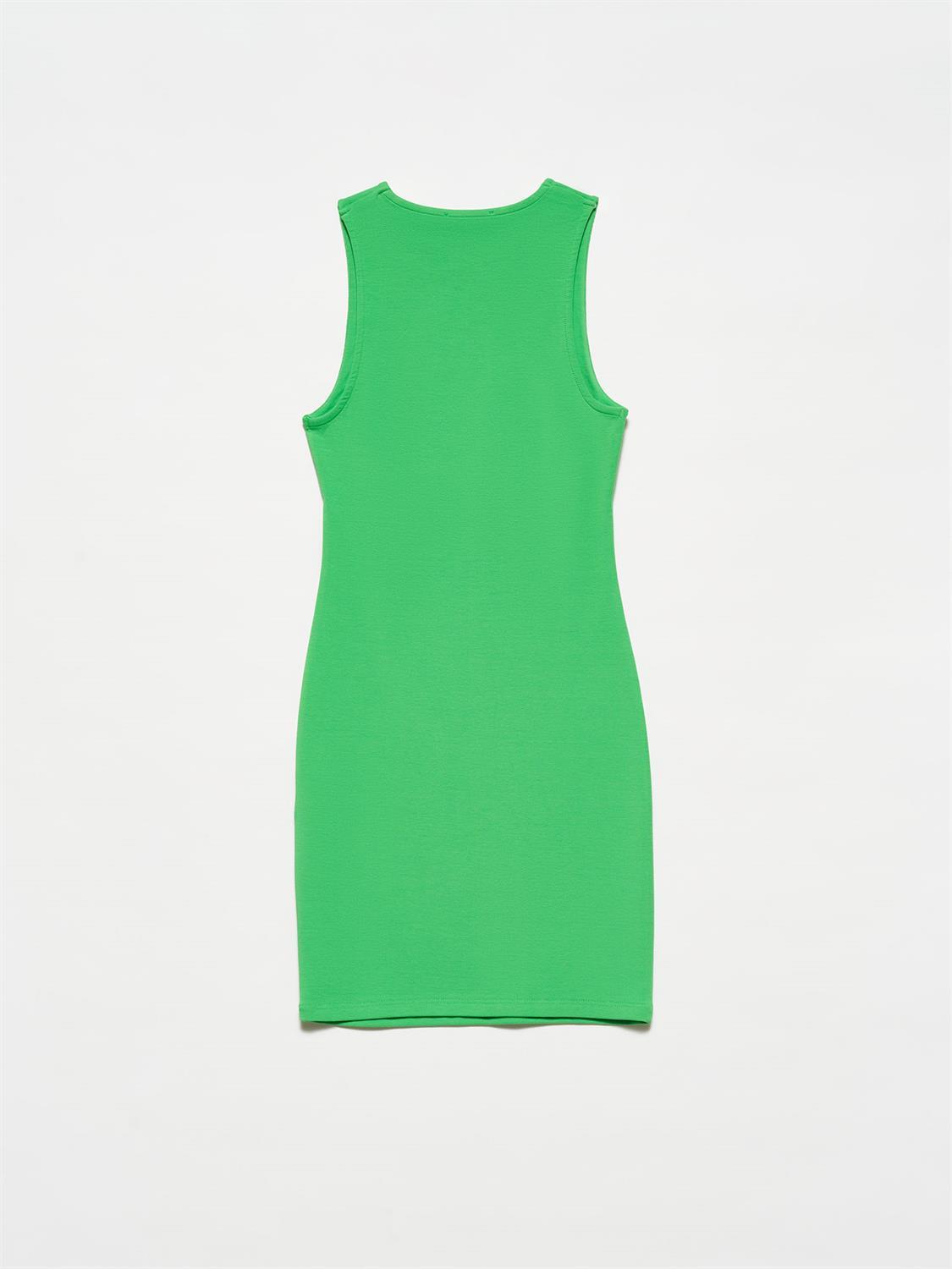 90326 Mini Basıc Elbise-Açık Yeşil