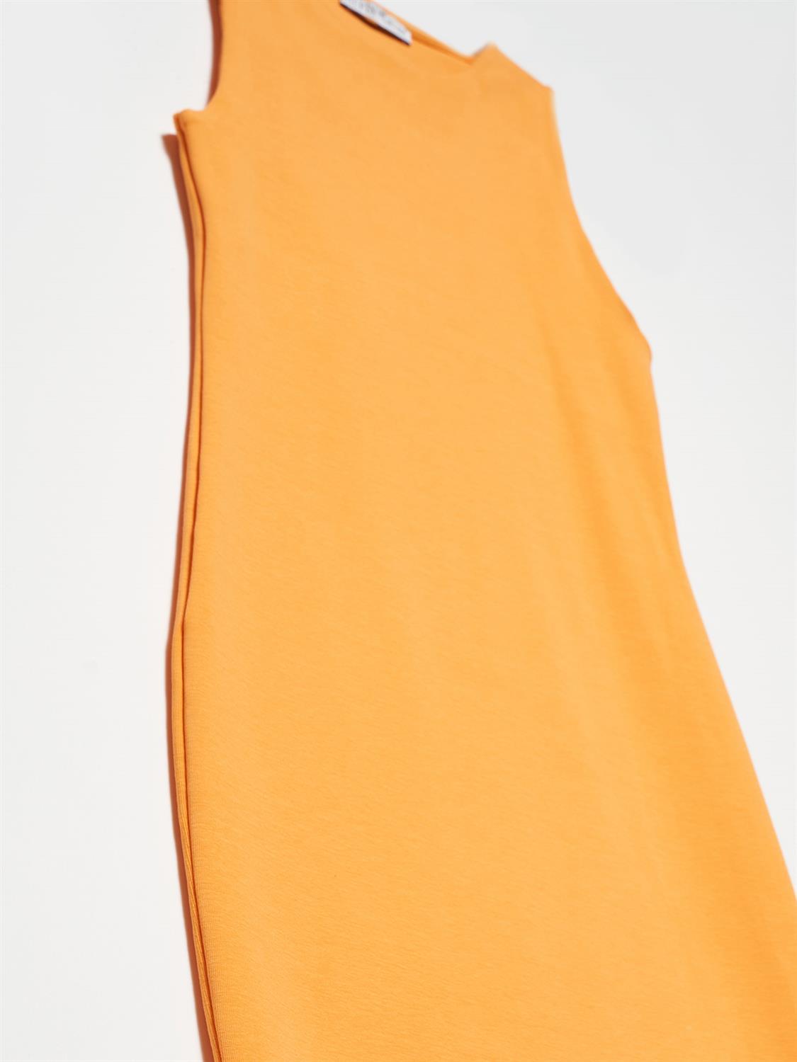 90326 Mini Basıc Elbise-Oranj