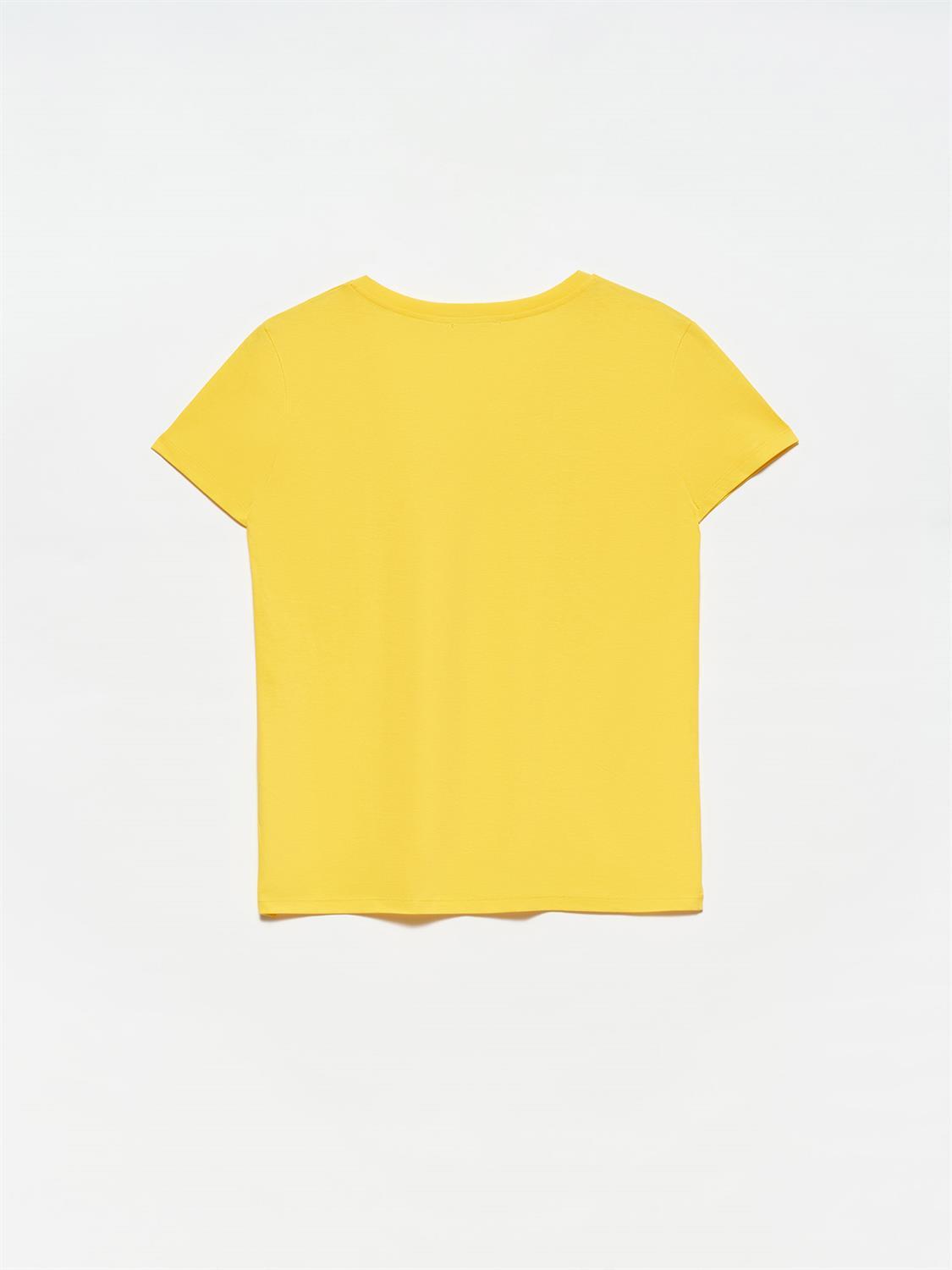 3470 V Yaka Basic T-Shirt-Sarı