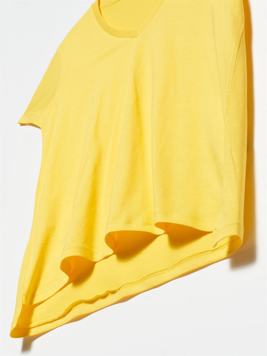 3470 V Yaka Basic T-Shirt-Sarı