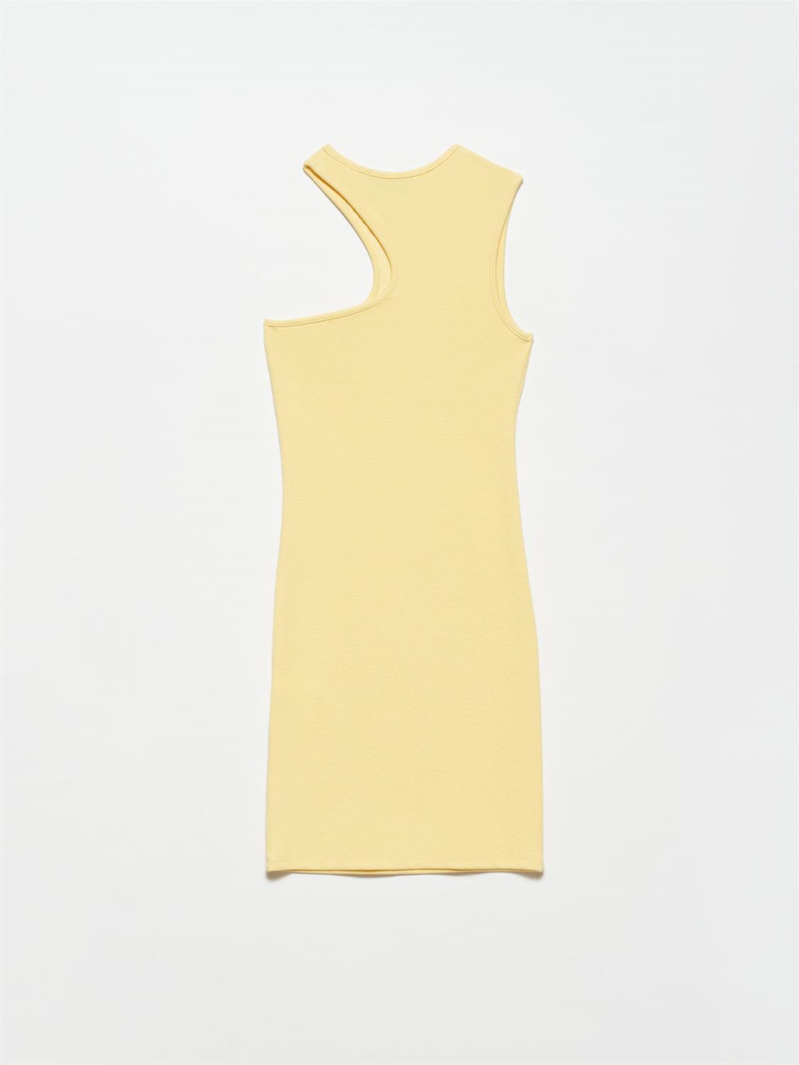 9136 Fitilli Mini Elbise-T.Sarı