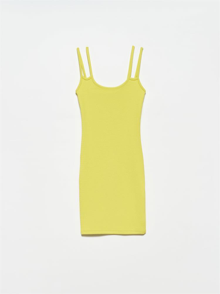 9140 Askılı Elbise-Lime