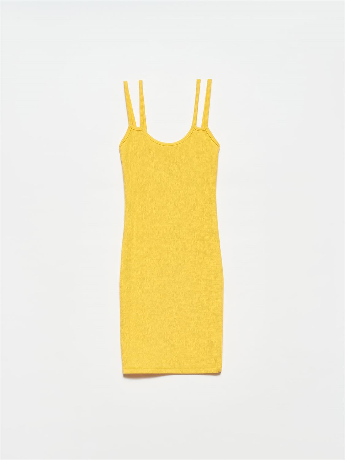 9140 Askılı Elbise-Sarı