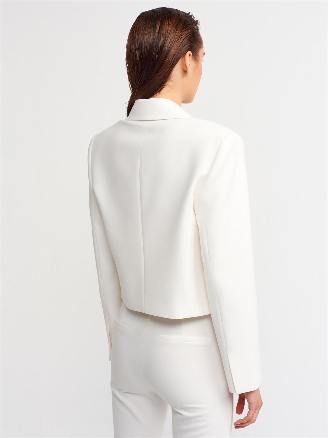 60309 Kısa Blazer Ceket-Beyaz