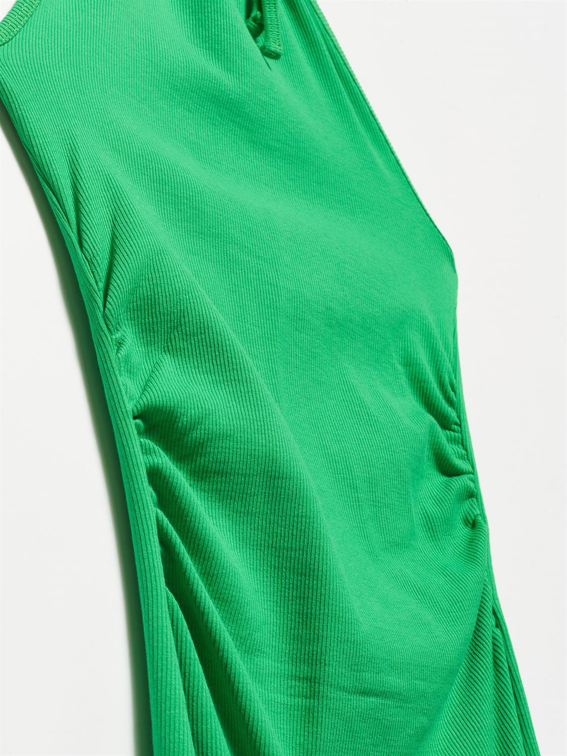 90343 Boyundan Bağlamalı Uzun Elbise-Yeşil