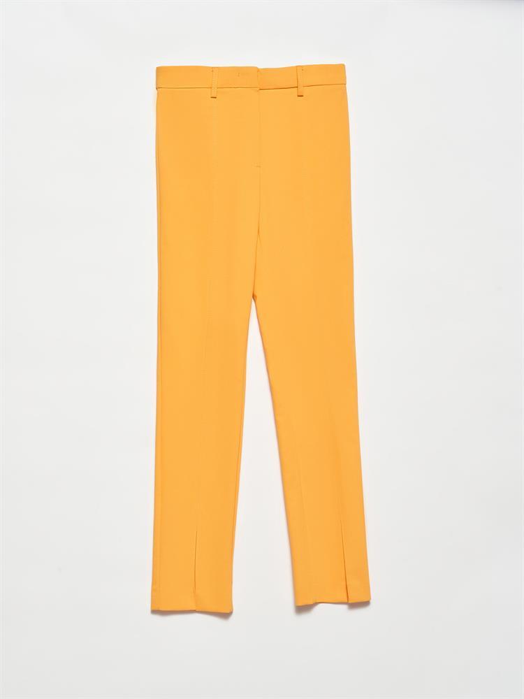 70528 Yırtmaç Detaylı Skinny Pantolon-Sarı