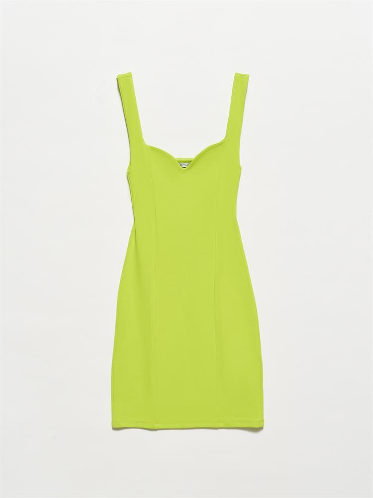 90395 Mini Elbise-Lime