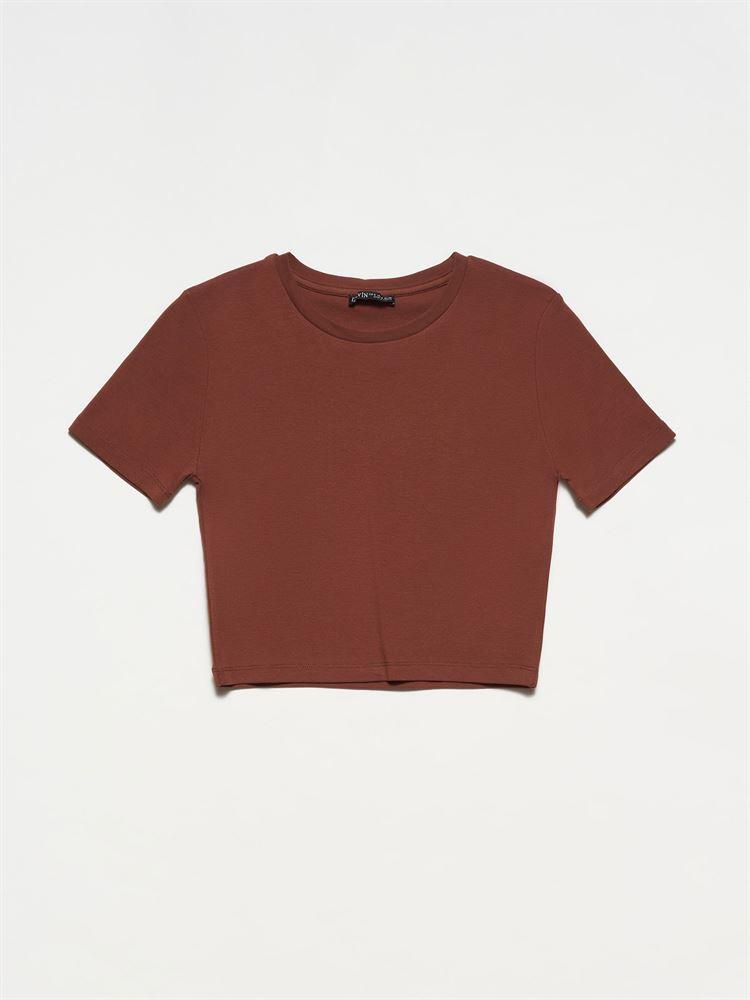 30124 Crop T-Shirt-Kahve