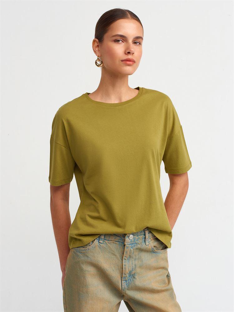 3683 Basic T-Shirt-Yağ Yeşil