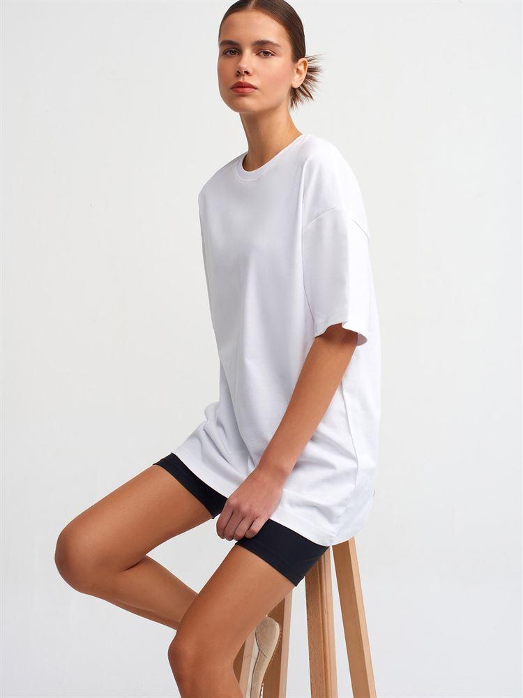 30310 Pamuklu Oversize T-Shirt-Beyaz