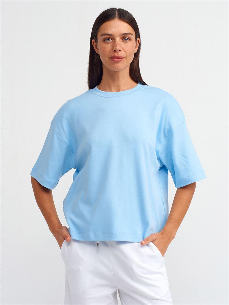 31067 Kısa Kollu Vatkalı T-shirt-Mavi
