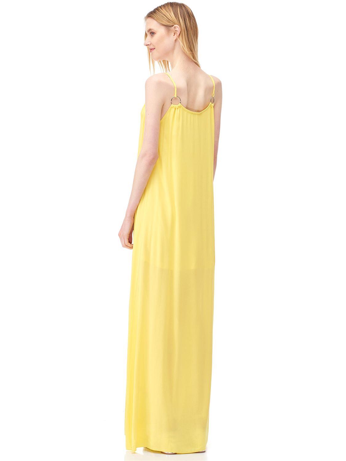 9623 Metal Halkalı Elbise-Sarı