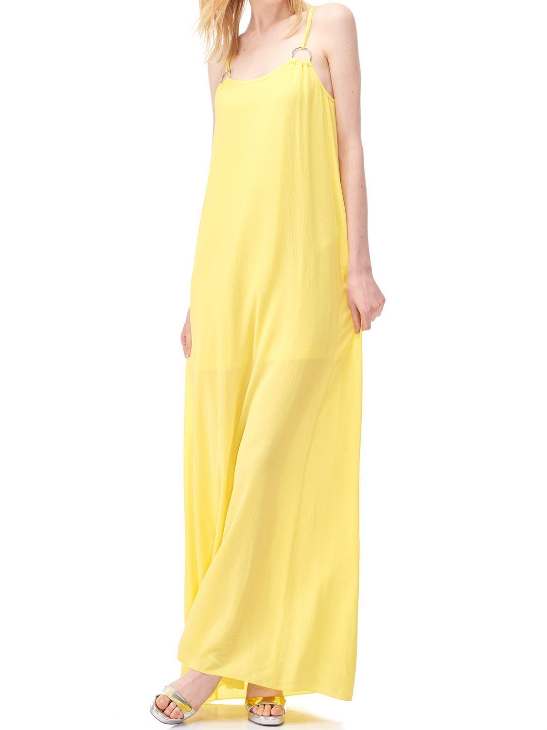 9623 Metal Halkalı Elbise-Sarı